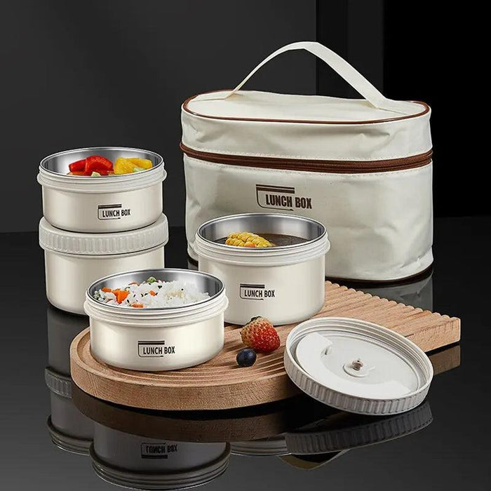 Stainless Steel Thermal Bento Lunch Box Set with Portable Stackable Design