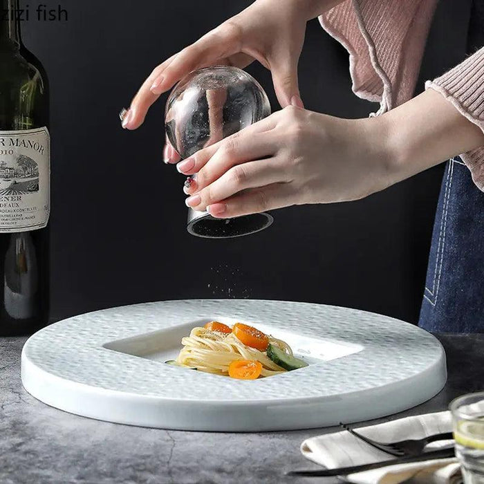 Elevate Your Culinary Presentation with Elegant Stone-Inspired Ceramic Plate Set