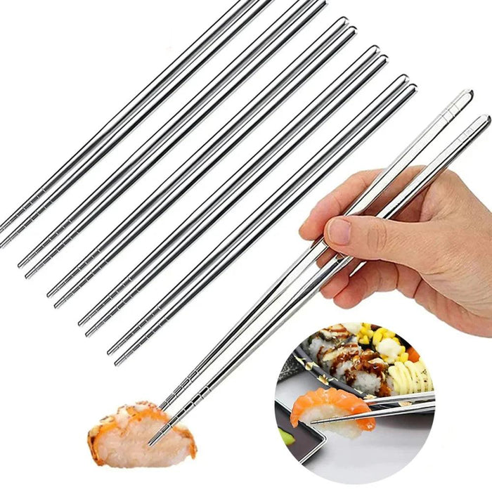 Elegant Non-Slip Stainless Steel Sushi Chopsticks Set for Asian Dining