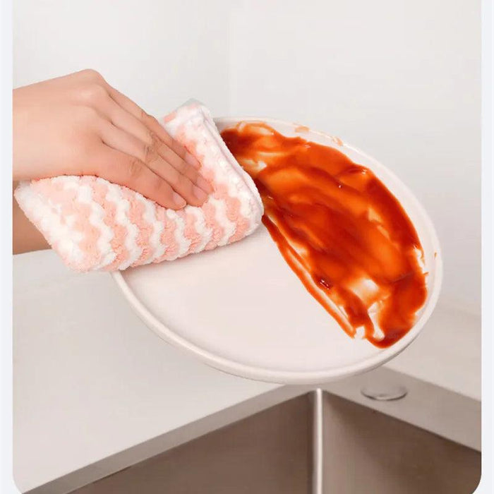 Coral Fleece Kitchen Cleaning Cloths - Super Absorbent Dishwashing Rags for Effortless Cleaning