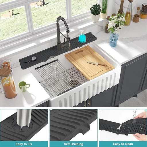 Silicone Sink Splash Guard with Faucet Drip Catcher Mat for Kitchen