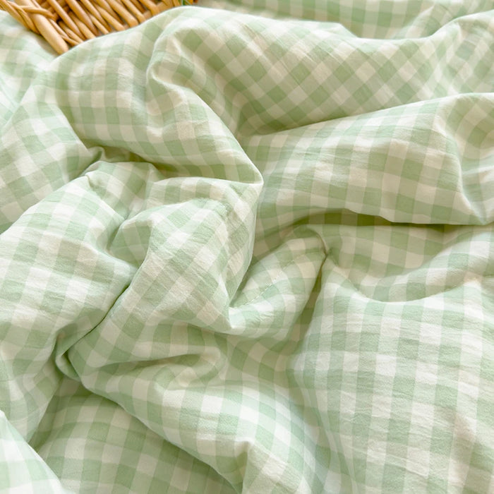 Elegant Green Plaid Double-Sided Summer Quilt - Luxurious Comforter for Queen Beds