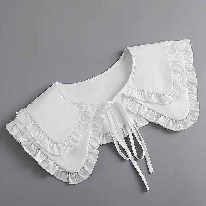 Embroidered Lace Detachable Collar for Women - Elegant White Shawl Accessory