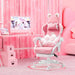 Adorable Pink Gaming Chair with Cat Ear Design and Adjustable Lumbar Support for Female Gamers