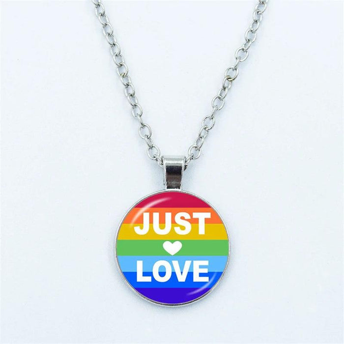 Vibrant Customizable Rainbow Glass Pendant Necklace for Love and Pride Celebration