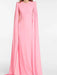 Chic Customizable Blush Evening Gown with Long Sleeves and Structured Shoulders for Fall 2024