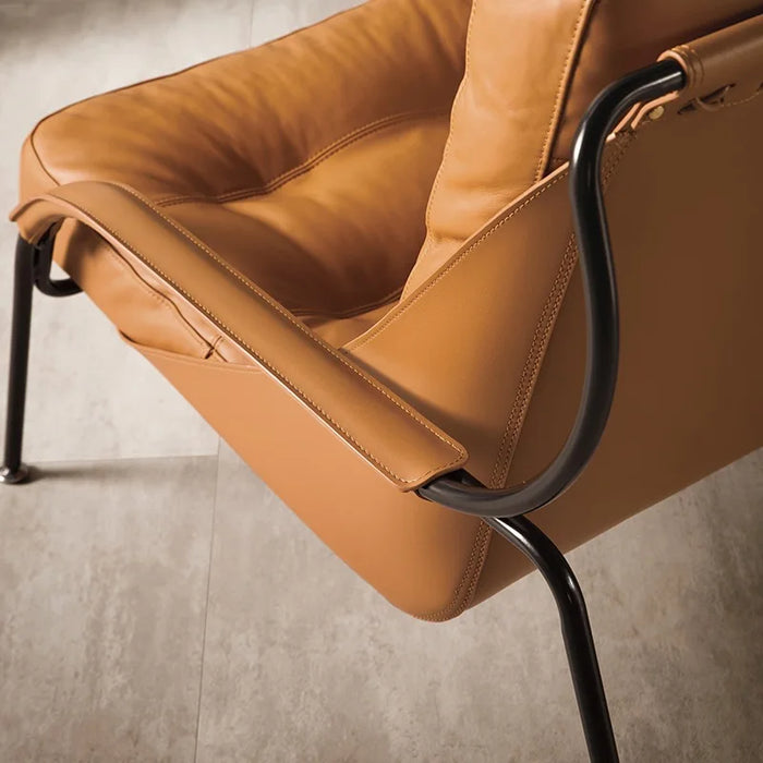 Elegant Moroccan Leather Lounge Chair - The Pinnacle of Comfort and Design