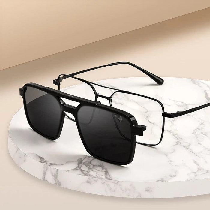 Classic Polarized Titanium Clip-On Aviator Sunglasses