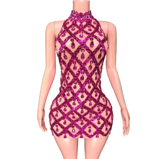 Glistening Rose Pink Sequin Mesh Bodycon Dress - Ideal for Celebratory Events