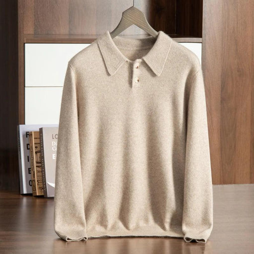 Men's Premium 100% Cashmere Thick Polo Sweater