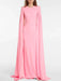 Chic Customizable Blush Evening Gown with Long Sleeves and Structured Shoulders for Fall 2024