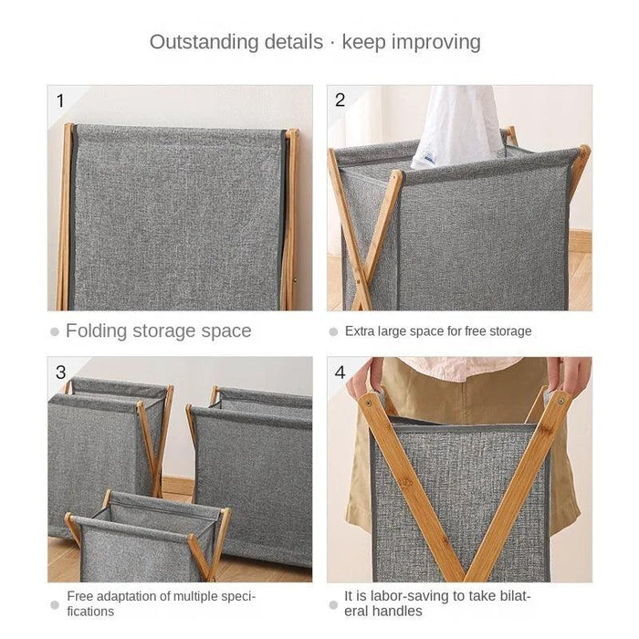 Eco-Friendly Bamboo Foldable Laundry Hamper - Stylish and Space-Saving Storage Solution