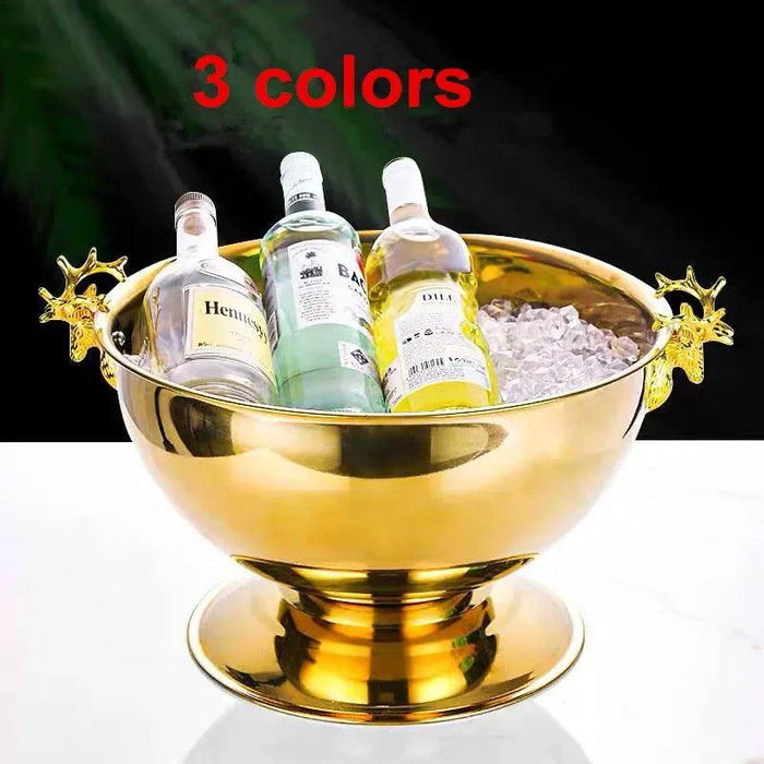 Elegant Stainless Steel Deer Head Beverage Chiller - Premium Ice Bucket