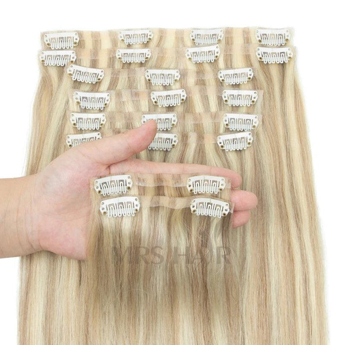 Invisible Seamless Clip-In Human Hair Extensions - 8 Piece Set, 100G/120G, 12-22 Inch Lengths