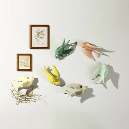 3D Scandinavian Swallow Ceramic Wall Hanging for Stylish Home Decor