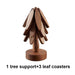 Set of 4 - Walnut Wood Tree-Shaped Heat-Resistant Trivet Set