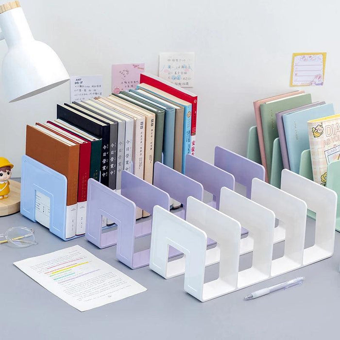 4-Section Multifunctional Bookends Organizer for Streamlined Workspace Storage