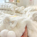 Plush Faux Rabbit Fur Bedding Ensemble with Charming Ball Accents - Duvet Cover, Sheets, and Pillowcases