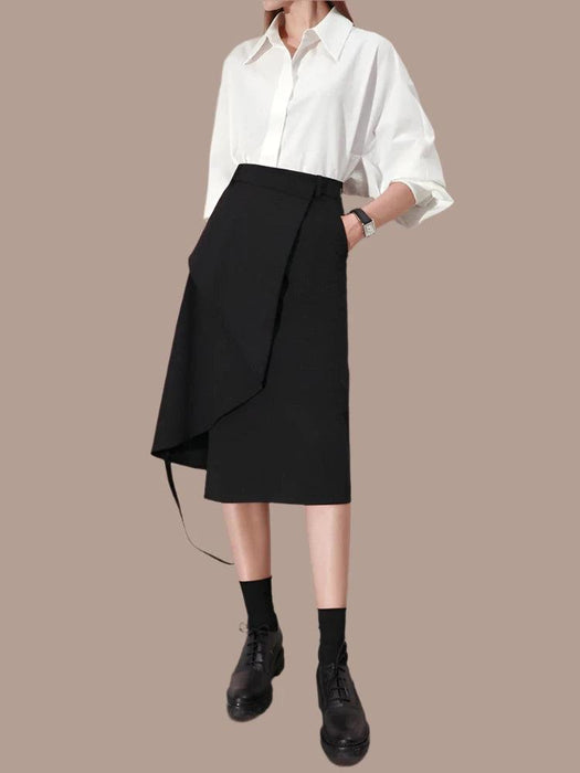 Women's High Waist A-line Minimalist Skirt - Irregular Design for Versatile Office & Casual Looks - Spring 2023 Collection