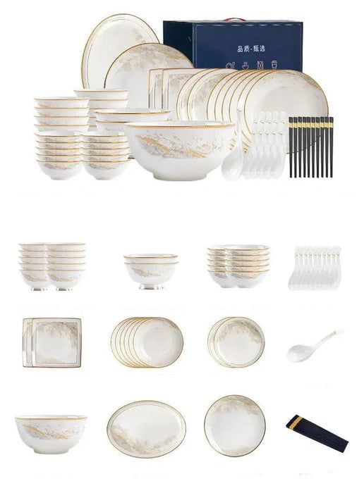 Korean Artistry-Inspired Elegant White Ceramic Dinnerware Set