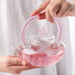 Elegant 700ml Clear Pink Iris Pyrex Teapot - The Perfect Addition to Your Tea Ceremony