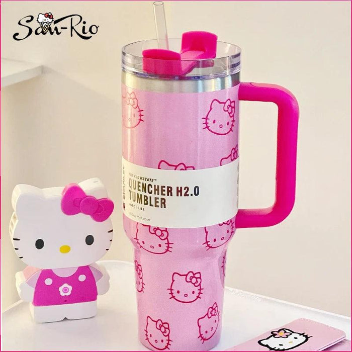 Hello Kitty 40Oz Insulated Stainless Steel Mug with Handle and Straw