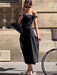 Elegant Ankle-Length Sleeveless Dress with Alluring Slash Neck - Perfect for Autumn Parties and Events