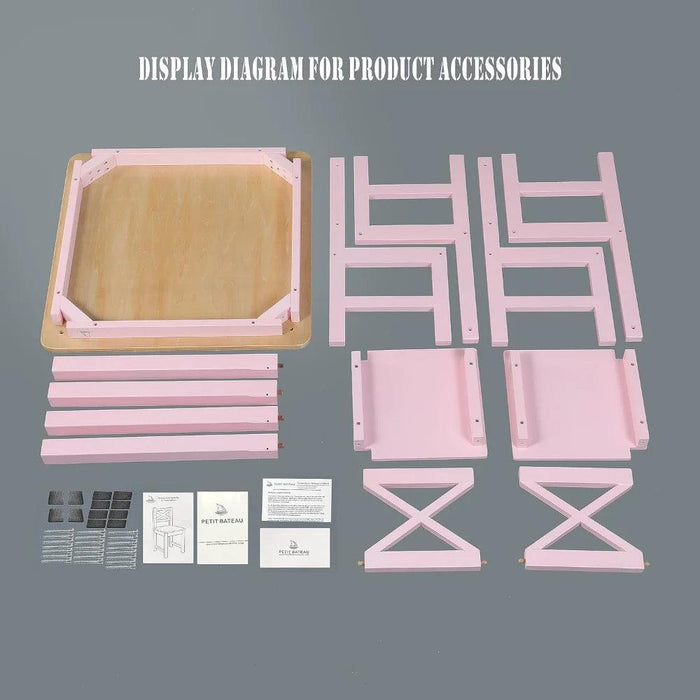 Charming Pink Wooden Table and Chair Set for Girls Aged 2-8 - Safe and Durable Design