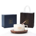 Elegant American Heritage Ceramic Coffee Cup Set with Walnut Cup Holder and Gift Box