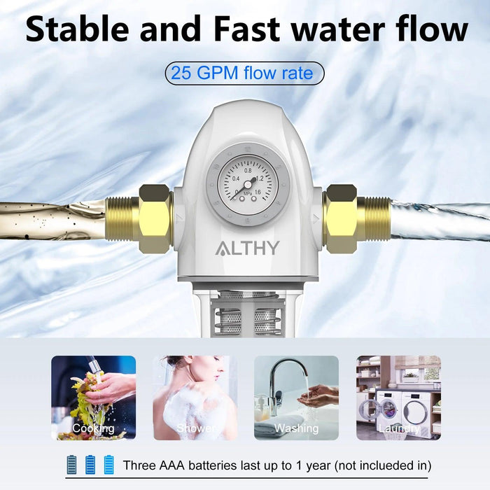 Whole House Automatic Self-Cleaning Water Filtration System with 40-Micron Stainless Steel Filter