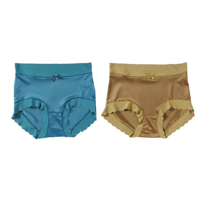 Premium 2-Pack Women's High-Waisted Seamless Satin Silk Briefs