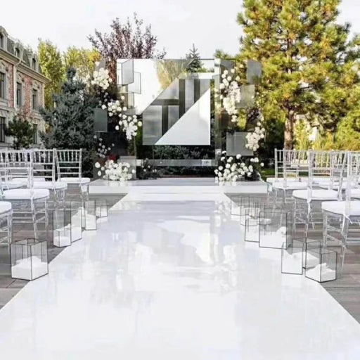 White Mirrored Floor Wedding Aisle Runner - Elegant Wedding Décor Enhancing Carpet