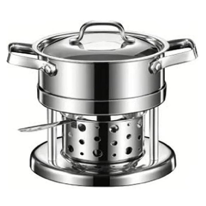 Solo Dining Stainless Steel Pot Set with Integrated Alcohol Burner