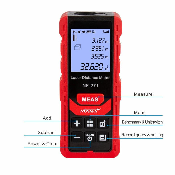 Noyafa NF-271 Advanced Digital Laser Distance Meter – 40M/80M Measurement, Ideal for Distances, Areas, and Volumes