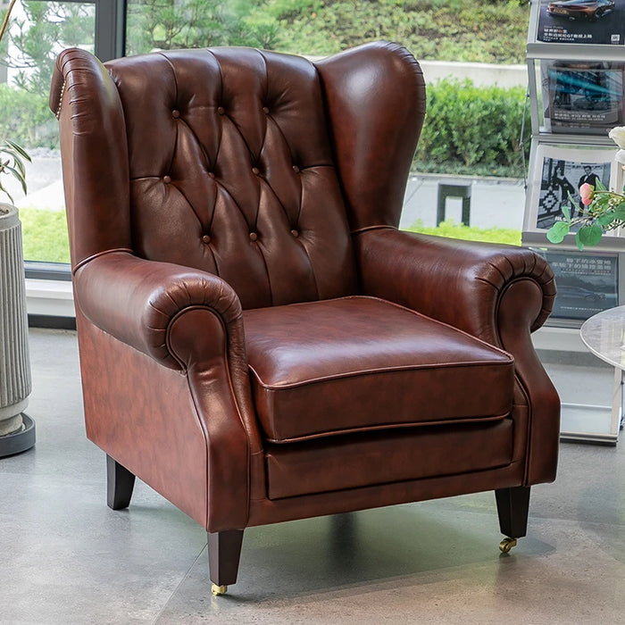 Elegant Leather Wingback Chair for Modern Living Areas