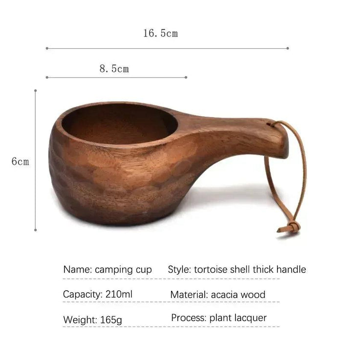 Artisan Acacia Wood Adventure Mug with Stylish Rope Handle - Your Unique Outdoor Drinkware