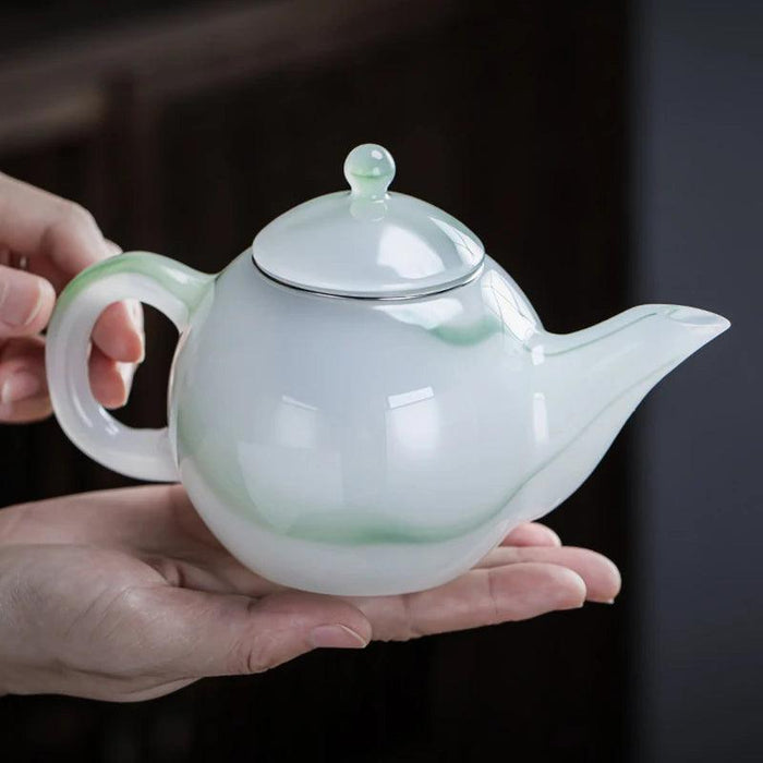 Elegant Jade Green Porcelain Tea Set - Deluxe Brewing Experience