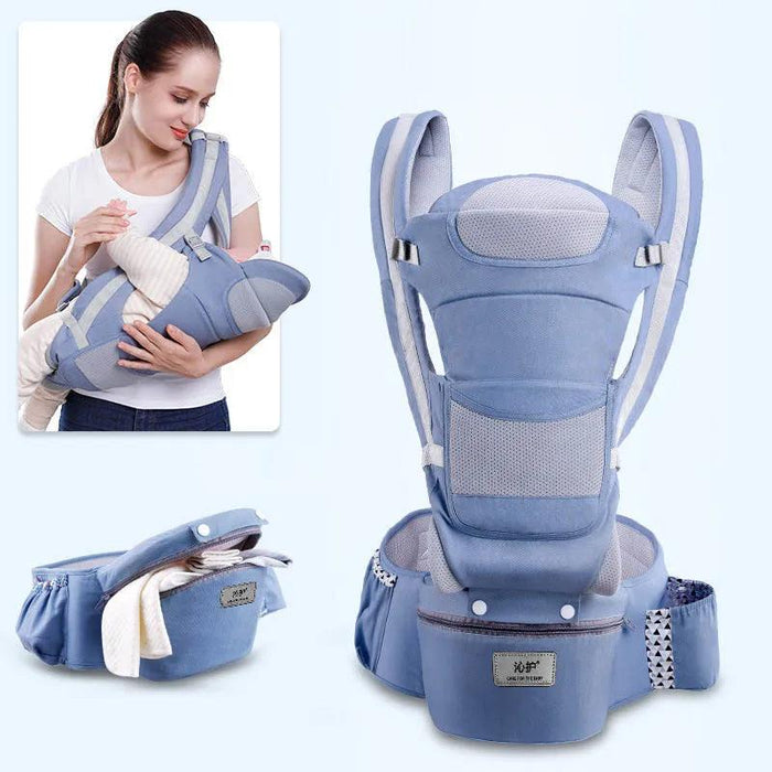 Multifunctional Ergonomic Baby Carrier with Hipseat and Kangaroo Wrap for Infants and Toddlers