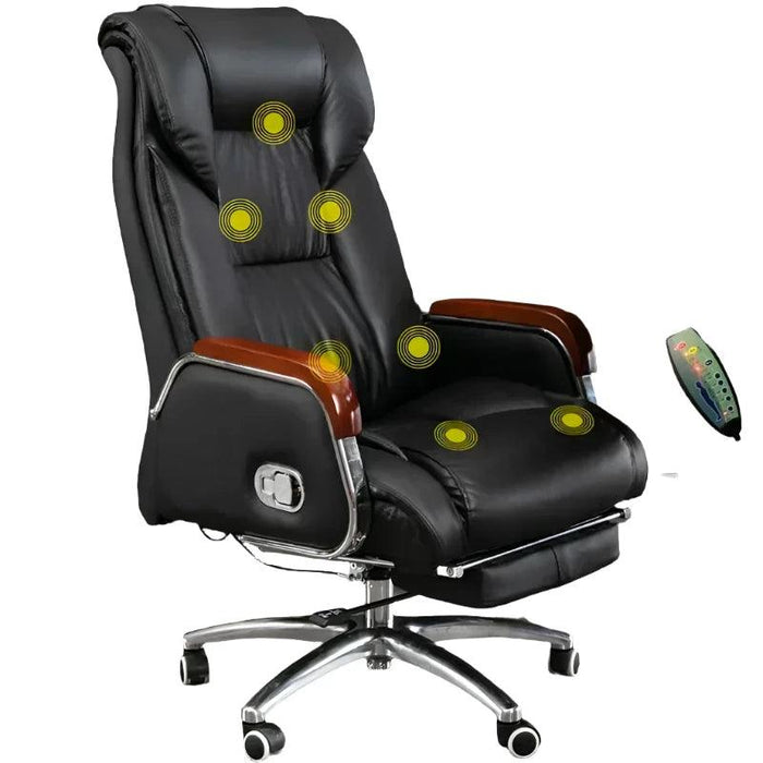 Luxurious Ergonomic Leather Executive Chair with Contemporary Aluminium Base