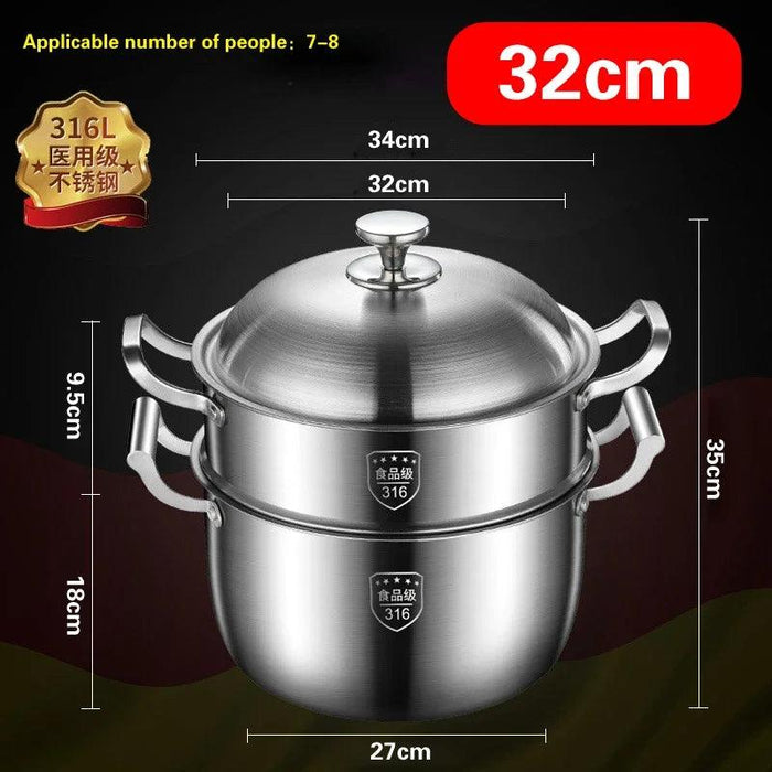 Premium 316 Stainless Steel Congee Steamer - Large Capacity Heavy-Duty Cooking Pot for Enhanced Culinary Experiences