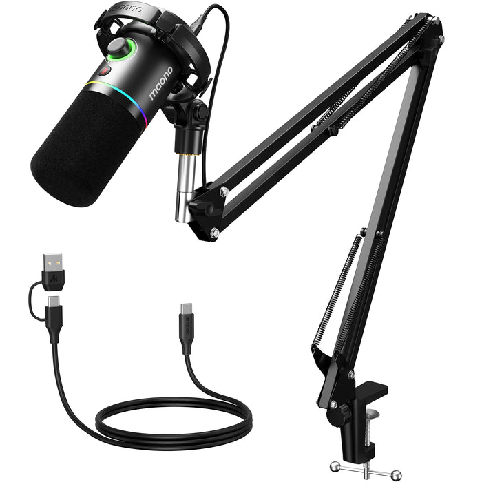 All-in-One Podcast Microphone Kit with Maonolink Software and Adjustable Gain