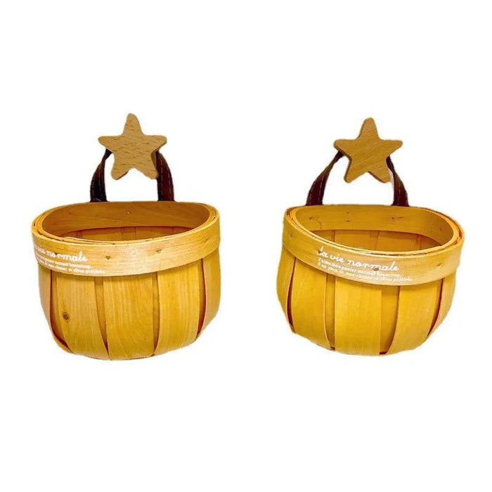 Charming Bamboo Wall-Mounted Basket for Scallions, Ginger, and Garlic Storage