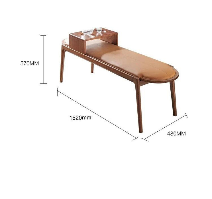 Elegant Leather-Upholstered Solid Wood Bench with Hidden Shoe Storage