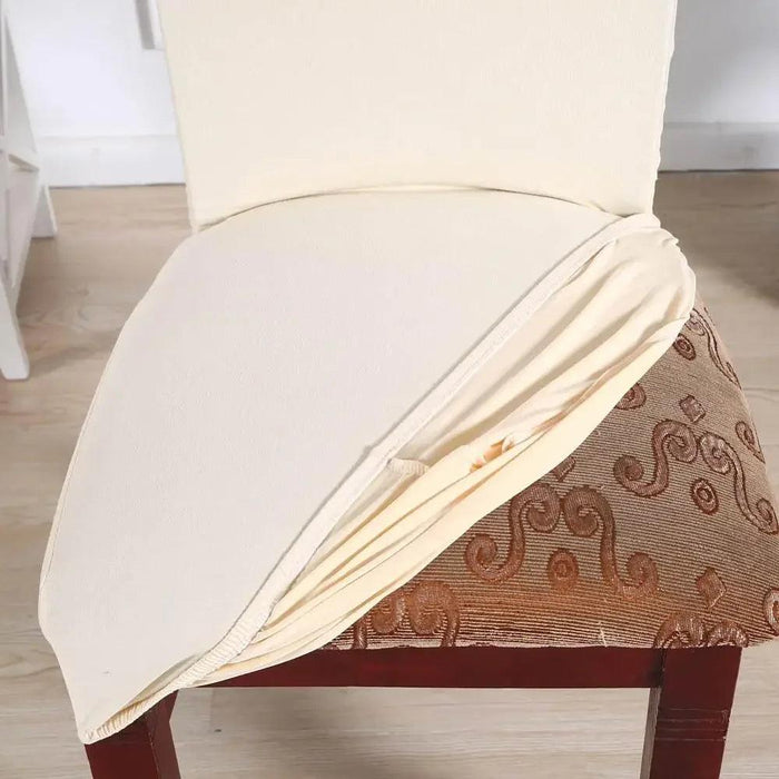 Elegant Beige Stretchable Slipcovers for Dining Chairs at Special Events