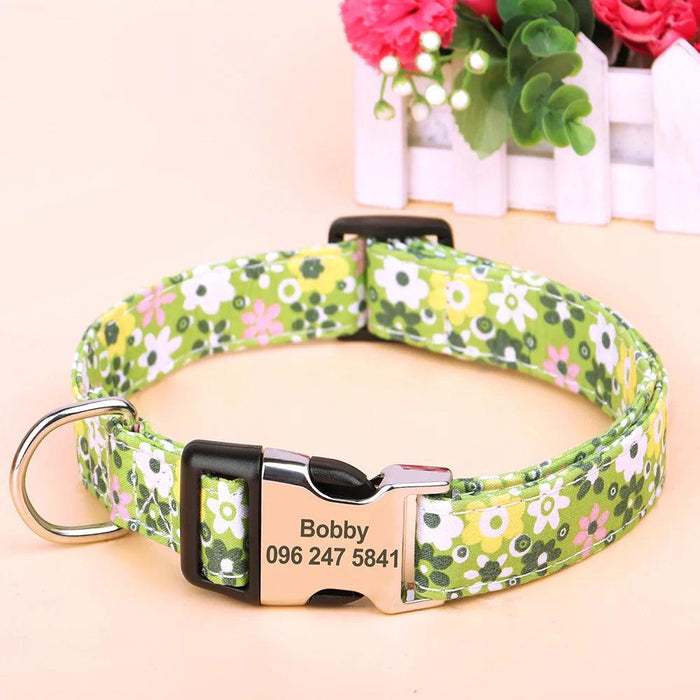 Personalized Floral Nylon Dog Collar - Stylish ID Collars for Dogs of All Sizes