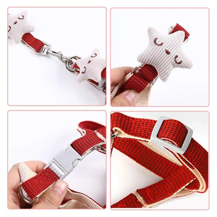 Adorable Starfish-Themed Adjustable Harness and Leash Set for Small Pets