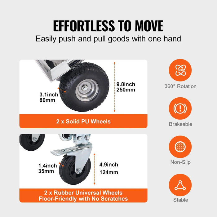 Versatile Heavy-Duty Aluminum Folding Dolly Cart - Ultimate Transport Solution for Industrial and Retail Use