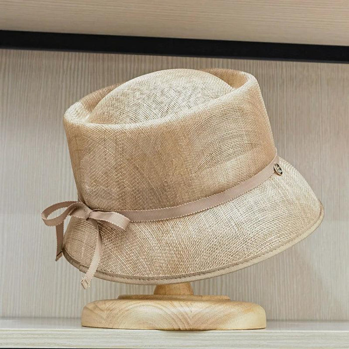 Vintage-Inspired Hemp Yarn Bow Fisherman Hat for Stylish Sun Defense