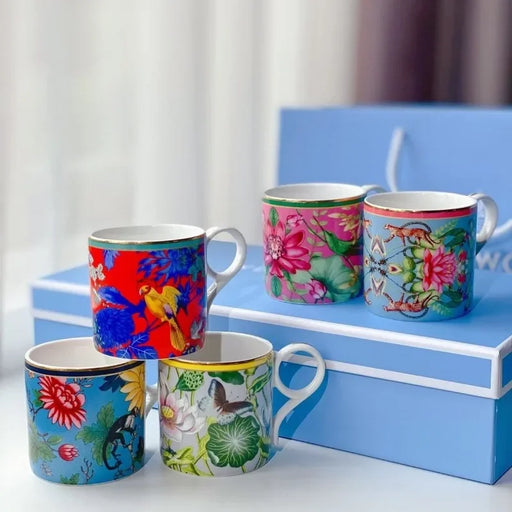 European Spring Blossom Bone China Tea Set - Elegant Coffee Mug Collection