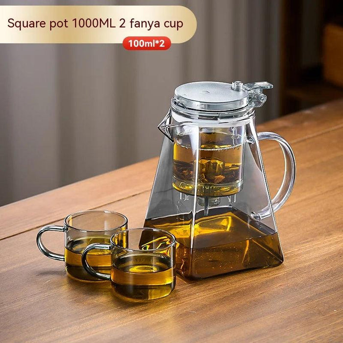 Sophisticated 750ml Glass Teapot Set with Effortless Pouring and Detachable Filter - Includes Matching Cups